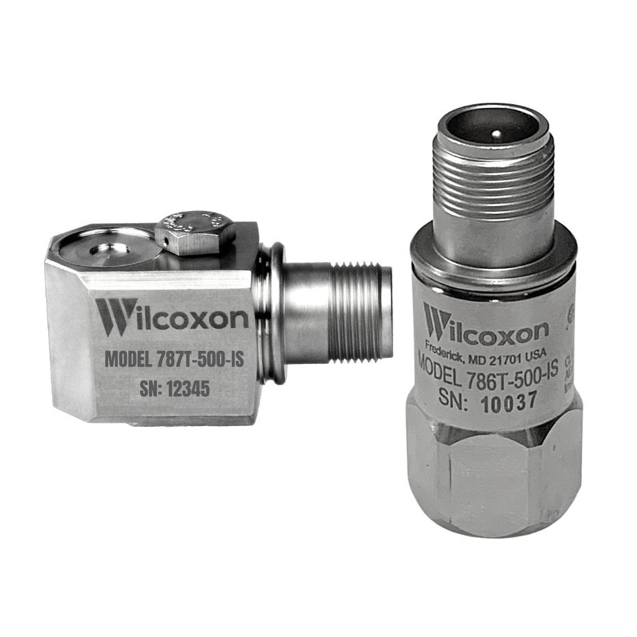 Dual-output accelerometer and temperature sensors measure both vibration and temperature, providing more data from one sensor to simplify condition monitoring in applications such as bearing and gear monitoring, where it is useful to know the temperature at the mounting location<br />
Certified versions meet Intrinsically Safe (Zone 0 / Zone 1) and Class I Division 2 (Zone 2) requirements for use in hazardous area locations common in cement production, mining, steel manufacturing, oil and gas, and other industries<br />
Excellent broadband frequency response, including high-sensitivity, 500 mV/g models with clear signals at low vibration levels, down to 0.2 Hz, for slow speed monitoring applications, like gearboxes, fans, and conveyors
